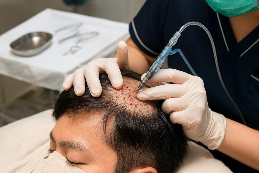① FUE法 (Follicular Unit Extraction) ＝ 切らない植毛