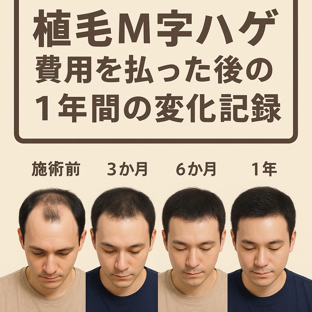 【写真で見る術後経過】費用を無駄にしない！植毛M字ハゲの1年間の変化
