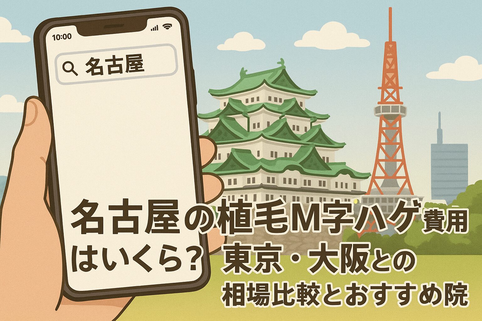 名古屋の植毛m字ハゲ費用はいくら？東京・大阪との相場比較とおすすめ院