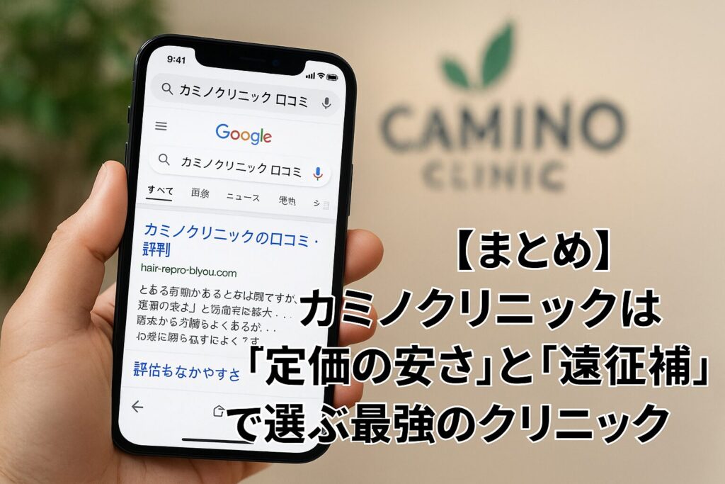 【まとめ】カミノクリニックは「定価の安さ」と「遠征補助」で選ぶ最強のクリニック