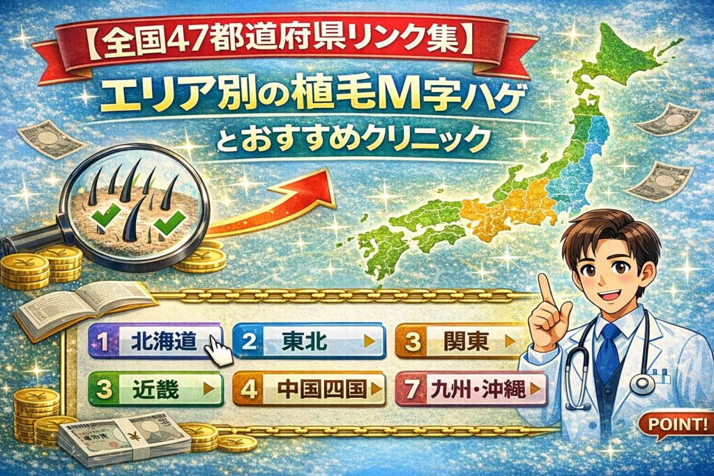 【全国47都道府県リンク集】エリア別の植毛m字ハゲ費用とおすすめクリニック