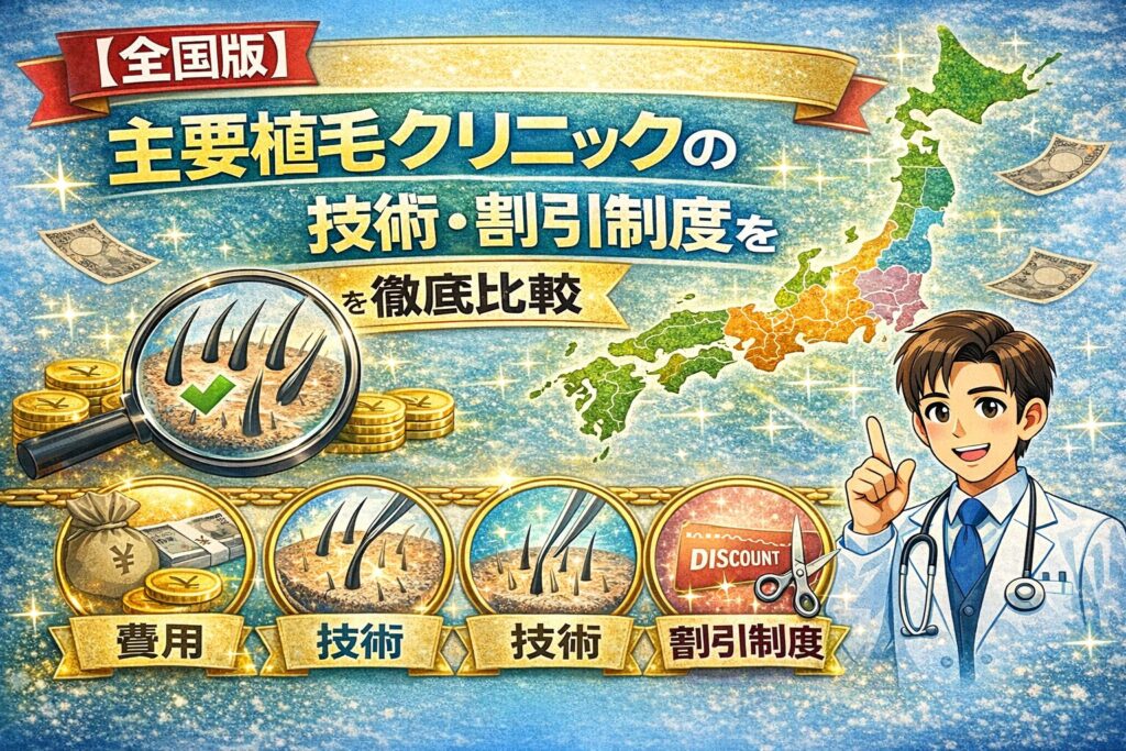 【全国版】主要植毛クリニックの費用・技術・割引制度を徹底比較