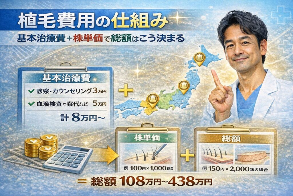 植毛費用の仕組み｜基本治療費＋株単価で総額はこう決まる