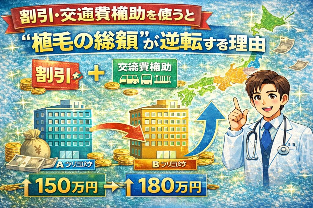 割引・交通費補助を使うと“植毛の総額”が逆転する理由