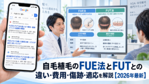 自毛植毛のFUE法とFUTとの違い・費用・傷跡・適応を解説【2026年最新】