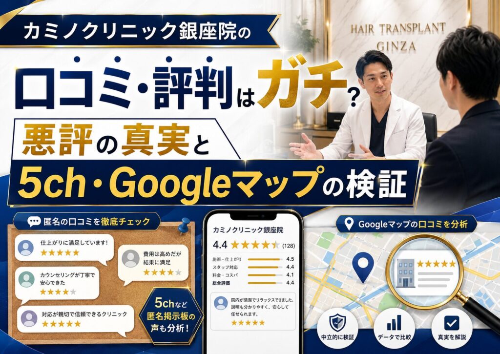 カミノクリニック銀座院の口コミ・評判はガチ?悪評の真実と5ch・Googleマップの検証
