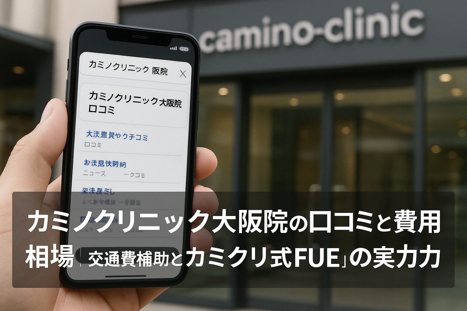 カミノクリニック大阪院の口コミと費用相場｜交通費補助とカミクリ式FUEの実力