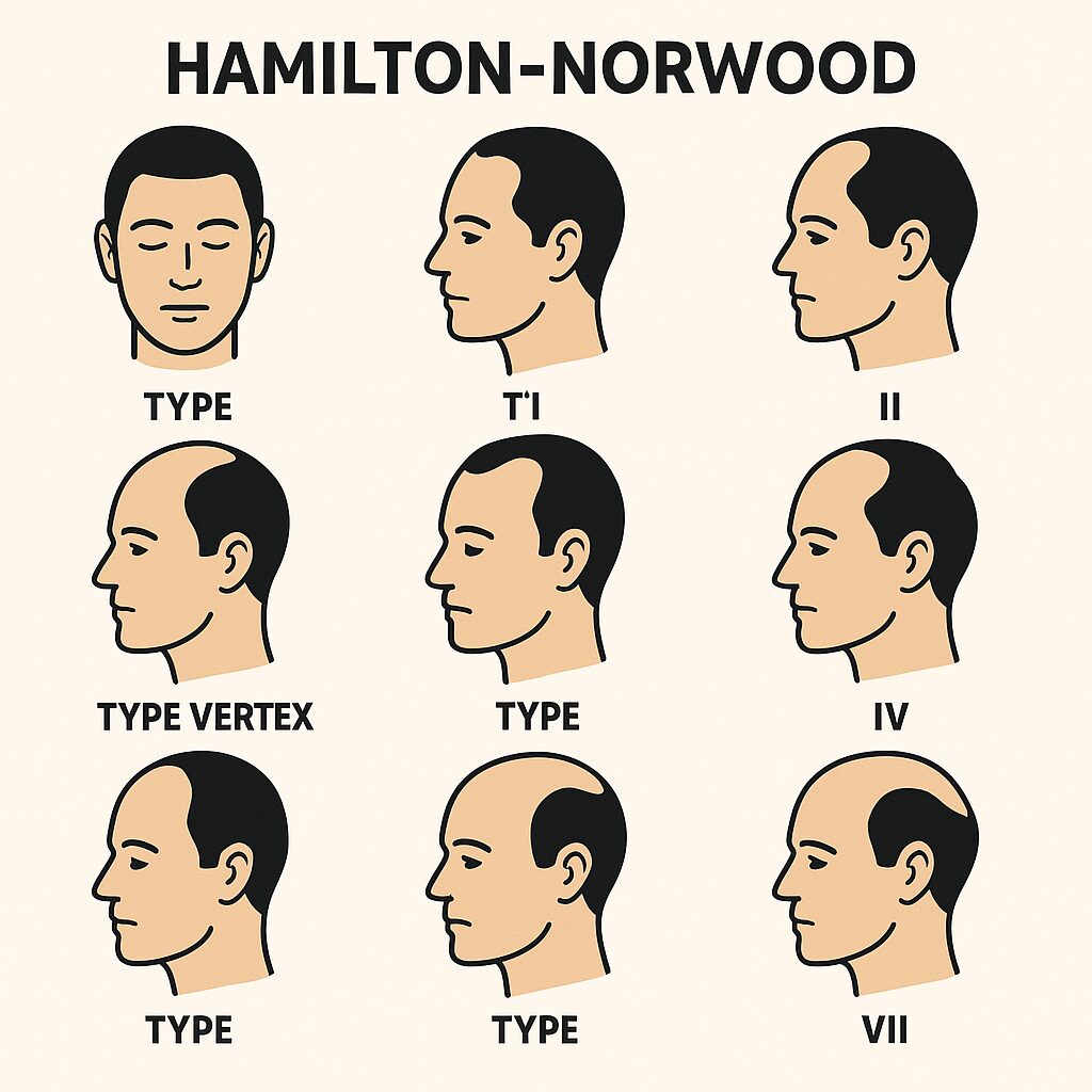 （※画像挿入想定：ハミルトン・ノーウッド分類の全パターン（I型～VII型）を示すイラスト）