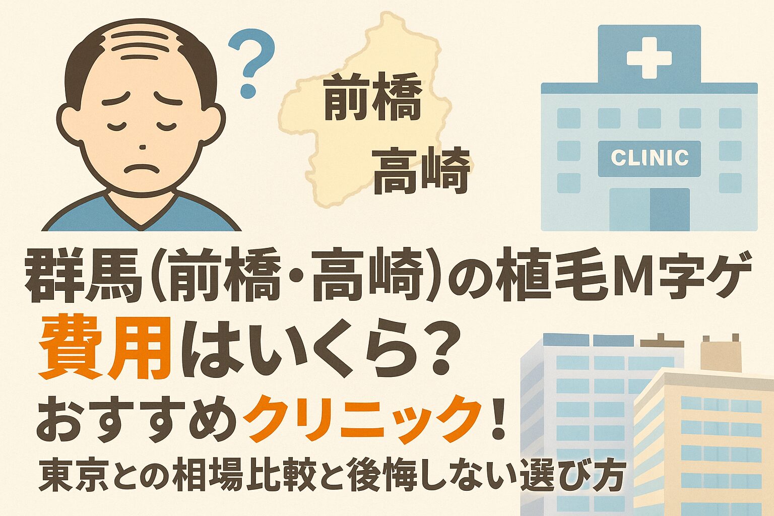 群馬（前橋・高崎）の植毛m字ハゲ費用とおすすめクリニック！東京との相場比較と後悔しない選び方