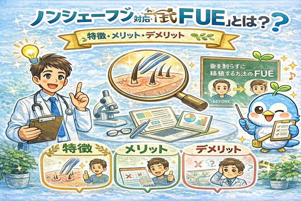 ノンシェーブン対応「カミクリ式FUE」とは？｜特徴・メリット・デメリット