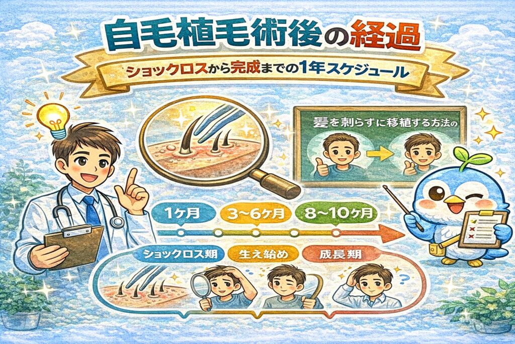 自毛植毛術後の経過｜ショックロスから完成までの1年スケジュール