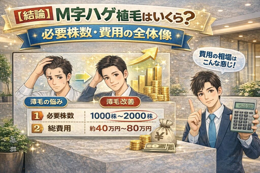 【結論】M字ハゲ植毛はいくら？必要株数・費用の全体像