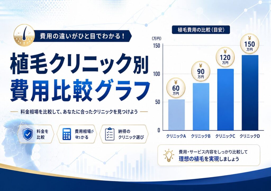 植毛クリニック別費用比較グラフ