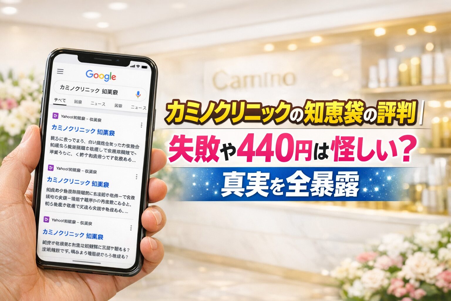 カミノクリニックの知恵袋の評判｜失敗や440円は怪しい？真実を全暴露