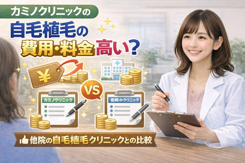 カミノクリニックの自毛植毛は費用・料金は高い？他院の自毛植毛クリニックとの比較