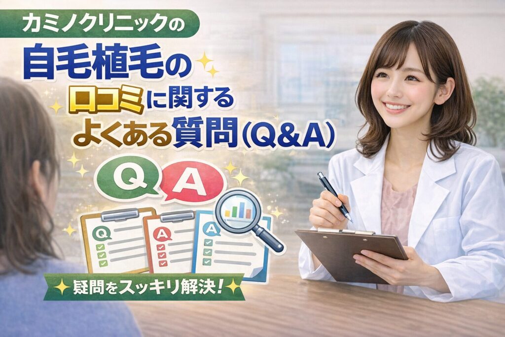 カミノクリニックの自毛植毛の口コミに関するよくある質問（Q&A）