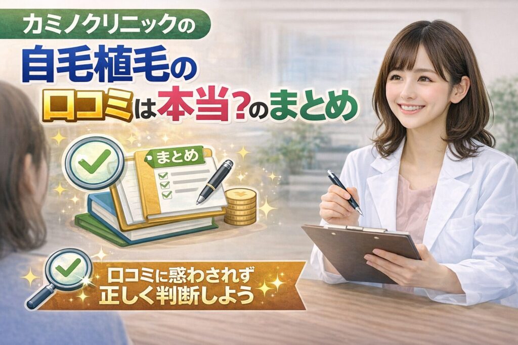 「カミノクリニックの自毛植毛の口コミは本当？」のまとめ｜口コミに惑わされず正しく判断しよう