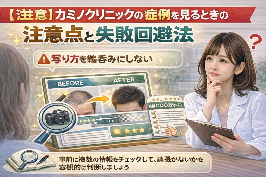カミノクリニックの症例を見るときの注意点と失敗回避法