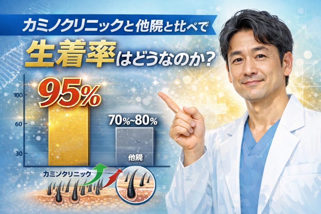 カミノクリニックと他院と比べて生着率はどうなのか？