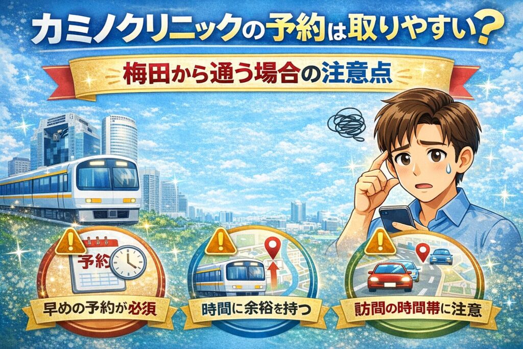 カミノクリニックの予約は取りやすい？梅田から通う場合の注意点
