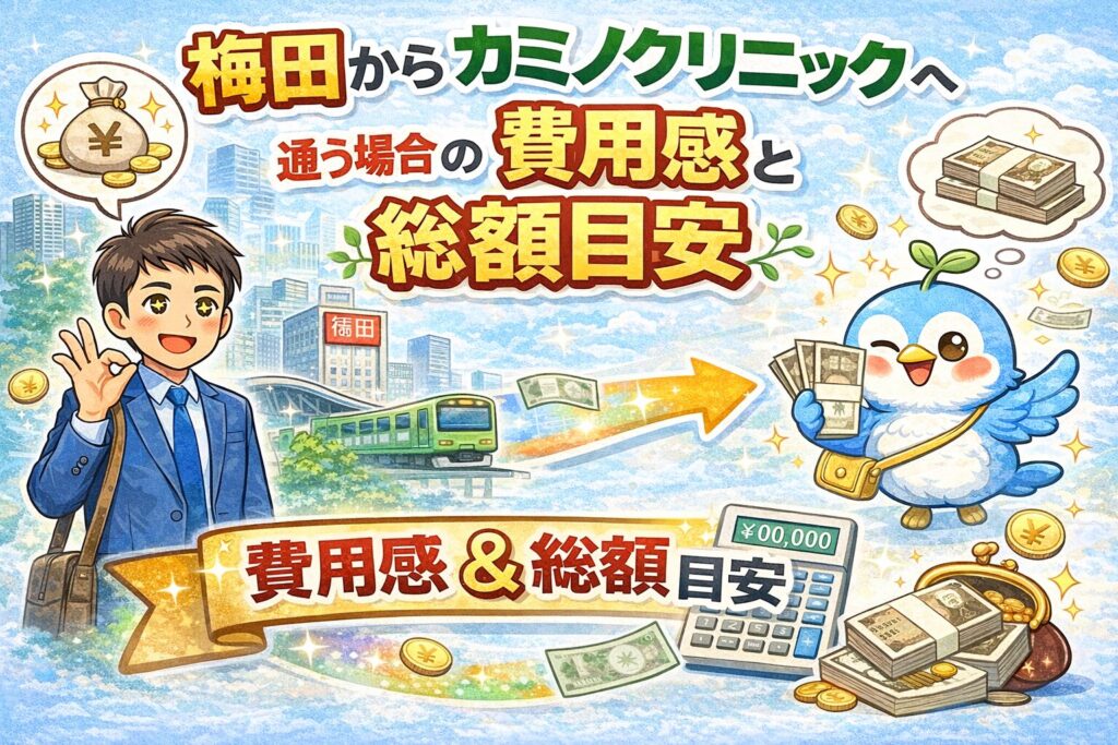 梅田からカミノクリニックへ通う場合の費用感と総額目安