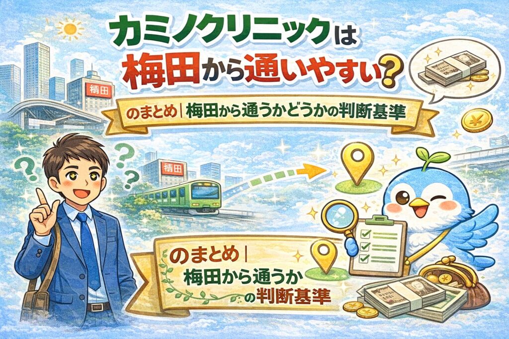 カミノクリニックは梅田から通いやすい？のまとめ｜梅田から通うかどうかの判断基準