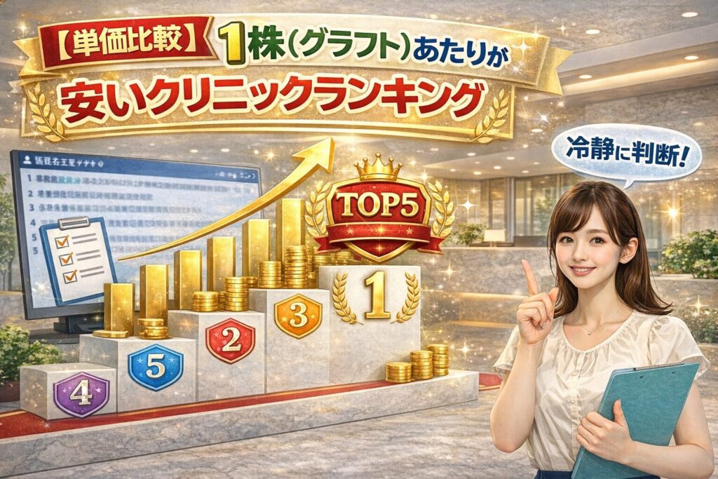 【単価比較】1株（グラフト）あたりが安いクリニックランキングTOP5