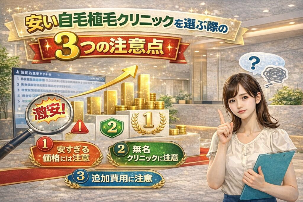 安い自毛植毛クリニックを選ぶ際の3つの注意点