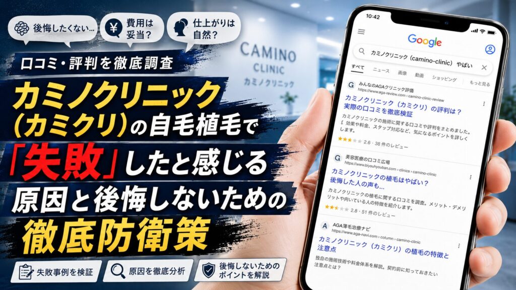 カミノクリニック（カミクリ）の自毛植毛で「失敗」したと感じる原因と後悔しないための徹底防衛策