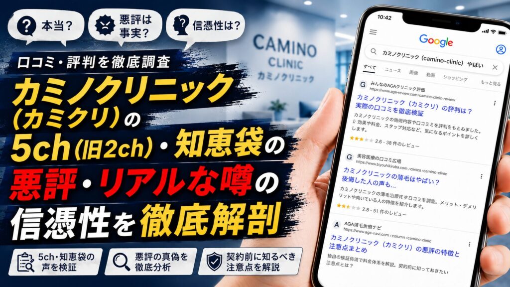カミノクリニック（カミクリ）の5ch（旧2ch）・知恵袋の悪評・リアルな噂の信憑性を徹底解剖