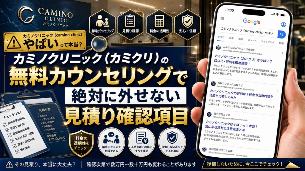 カミノクリニックで後悔しないための無料カウンセリング確認項目