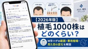 【2026年版】植毛1000株はどのくらい？M字ハゲの範囲・費用相場・見た目の変化を解説