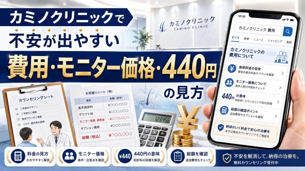 カミノクリニックで不安が出やすい費用・モニター価格・440円の見方