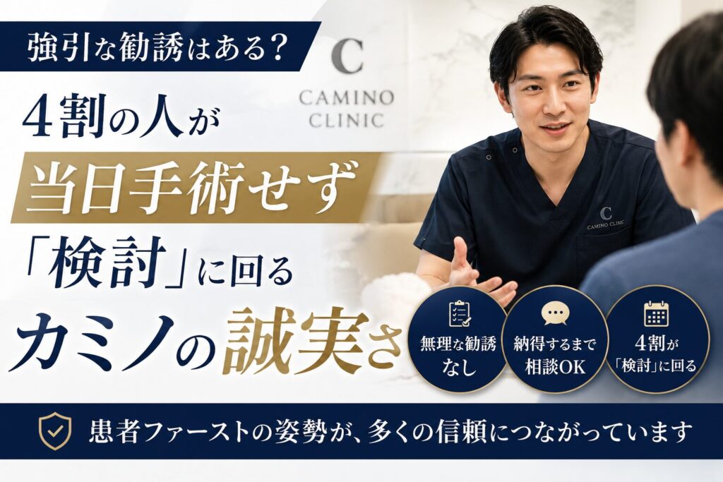 強引な勧誘はある?4割の人が当日手術せず「検討」に回るカミノの誠実さ