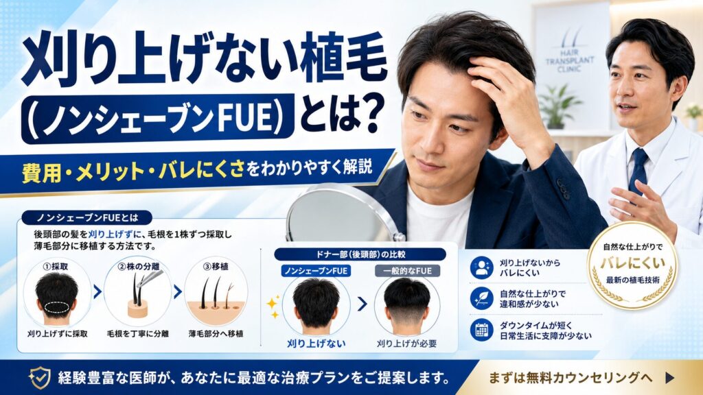 刈り上げない植毛(ノンシェーブンFUE)とは?