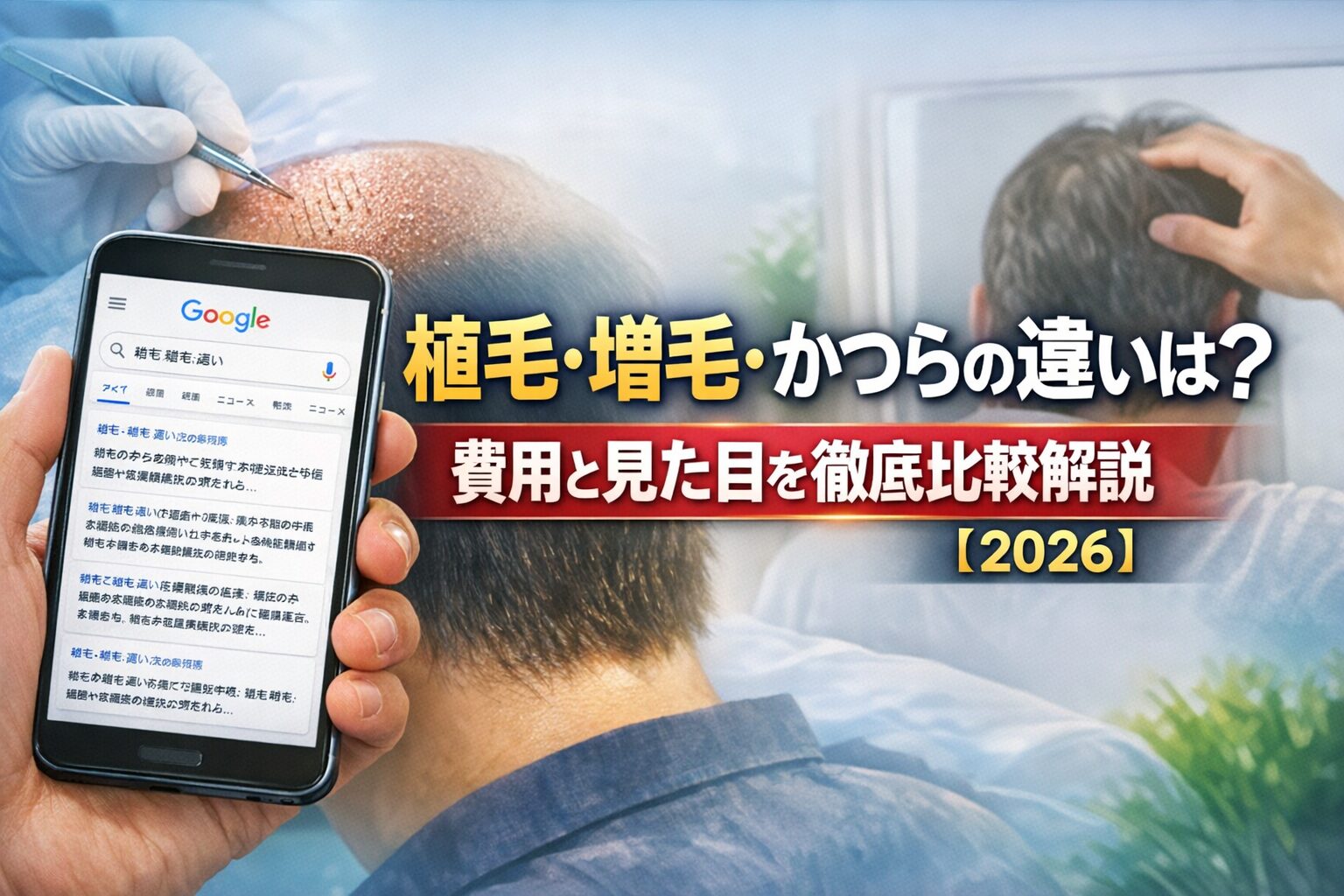 植毛・増毛・かつらの違いは?費用と見た目を徹底比較解説【2026】