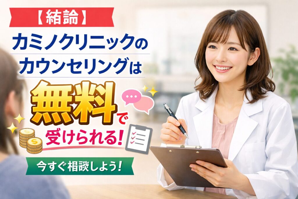 【結論】カミノクリニックのカウンセリングは無料で受けられる