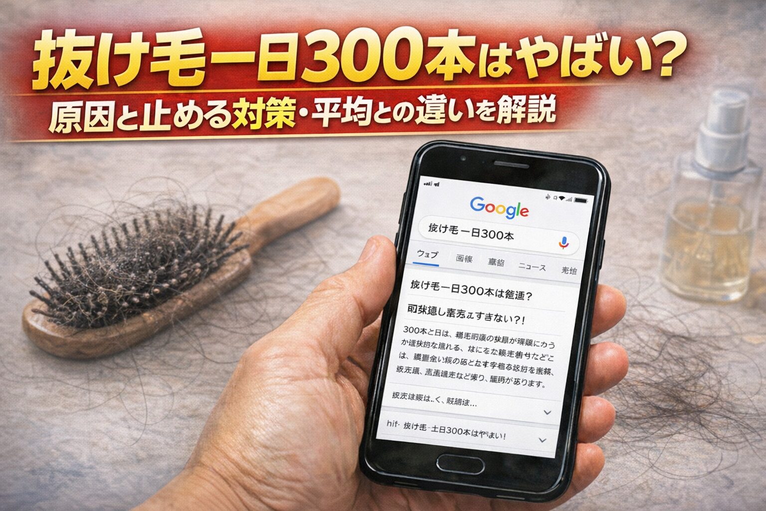 抜け毛一日300本はやばい?原因と止める対策・平均との違いを解説