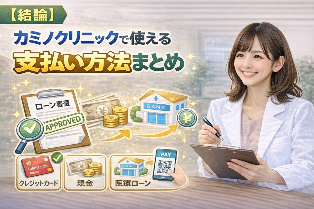 【結論】カミノクリニックで使える支払い方法まとめ