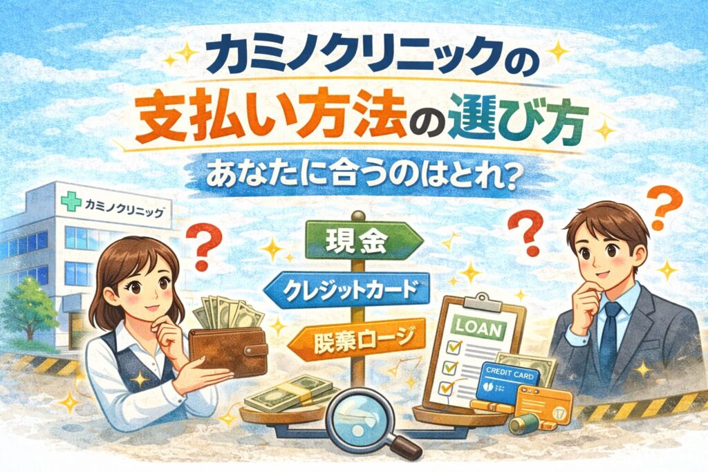 カミノクリニックの支払い方法の選び方｜あなたに合うのはどれ？
