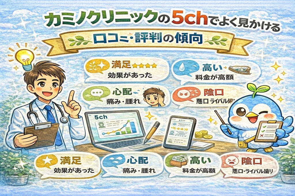 カミノクリニックの5chでよく見かける口コミ・評判の傾向