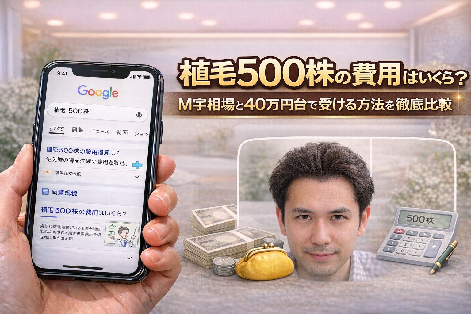 植毛500株の費用はいくら？M字相場と40万円台で受ける方法を徹底比較