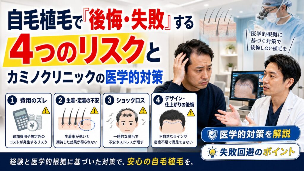 自毛植毛で「後悔・失敗」する4つのリスクとカミノクリニックの医学的対策