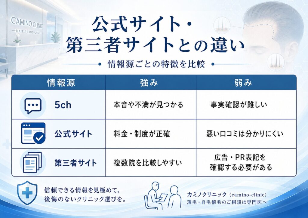 公式サイト・第三者サイトとの違い