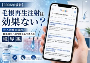 【2026年最新】毛根再生注射は効果ない？注入治療の限界と自毛植毛へ切り替えるべき人の境界線