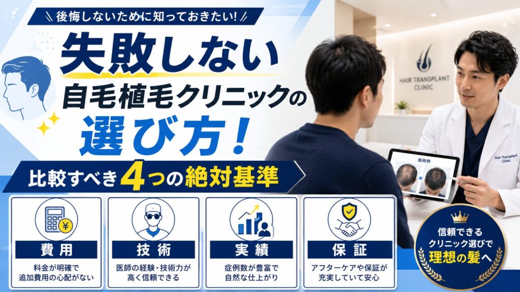 失敗しない自毛植毛クリニックの選び方！比較すべき4つの絶対基準