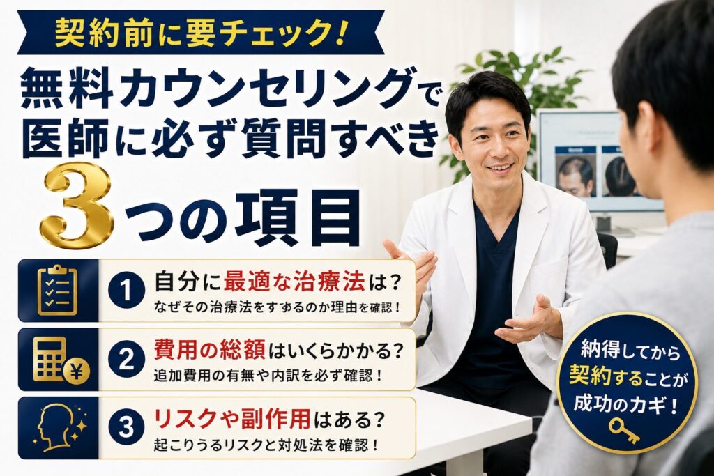 契約前に要チェック！無料カウンセリングで医師に必ず質問すべき3つの項目