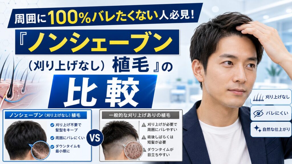 周囲に100%バレたくない人必見！「ノンシェーブン（刈り上げなし）植毛」の比較