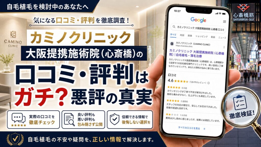 カミノクリニック大阪提携施術院(心斎橋)の口コミ・評判はガチ?悪評の真実