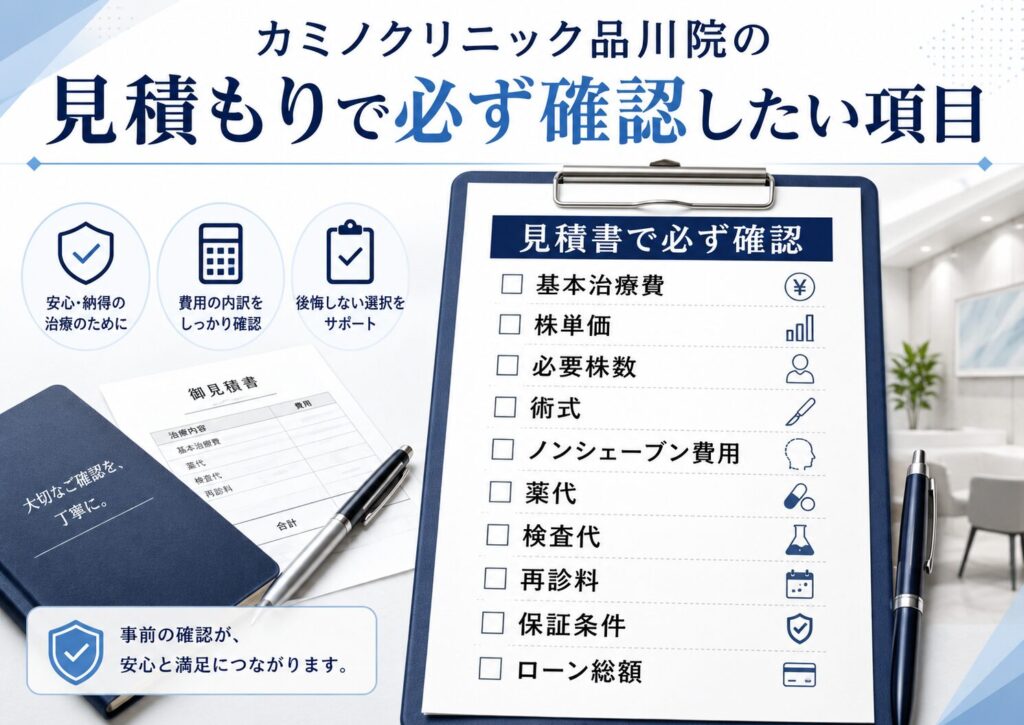 カミノクリニック品川院の見積もりで必ず確認したい項目
